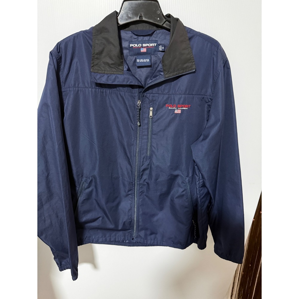Polo Sport Ralph Lauren Mens Navy Blue Windbreaker Jacket Logo Size M - Picture 2 of 6